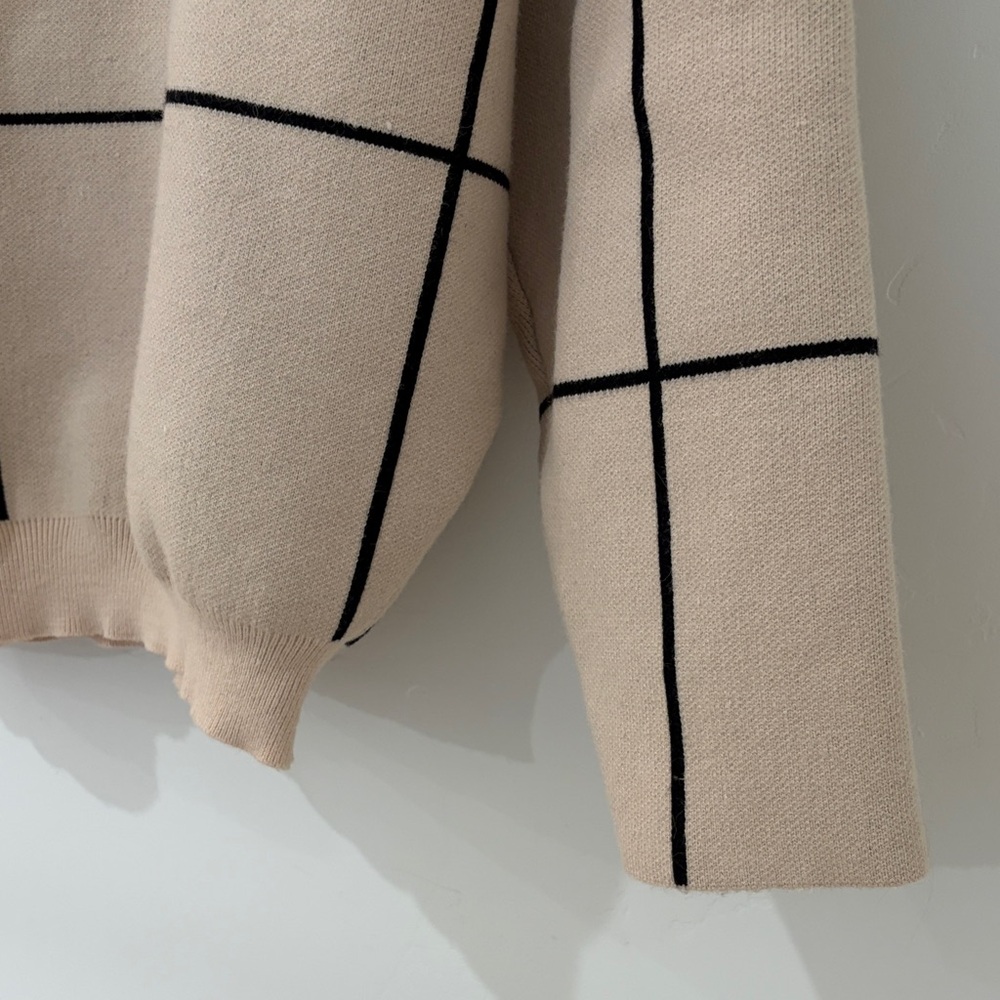 Chicwish Beige Grid Pattern Sweater - Picture 3 of 4